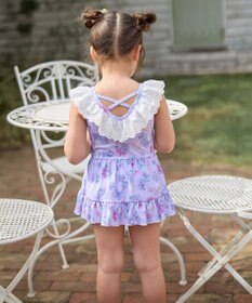 ANY KIDS 花柄×レース ワンピース水着