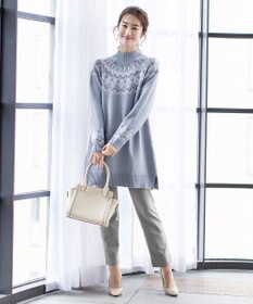 Tiaclasse L 【洗える】ノルディック柄ニットチュニック