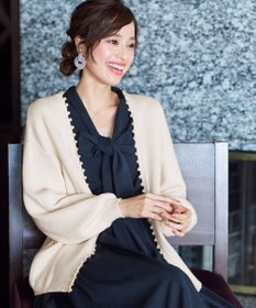 Tiaclasse 【洗える】パール付きパフスリーブカーディガン