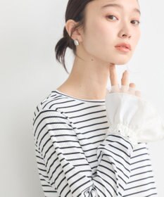 earth music&ecology フリルスリーブリブプルオーバー