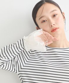 earth music&ecology フリルスリーブリブプルオーバー