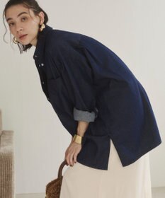 WEGO 【ANGIE VINTAGE】襟が選べる デニム チュニック シャツ （バンドカラー/レギュラーカラー）