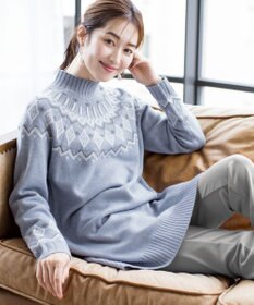 Tiaclasse L 【洗える】ノルディック柄ニットチュニック