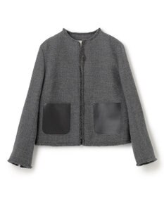 BEIGE， MILLAM / フェイクレザーパッチツイードジャケット