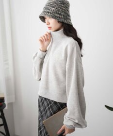 WEGO ハーフジップショートスウェット