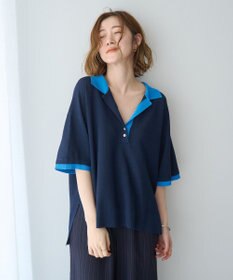 YECCA VECCA 配色ワイドポロニット