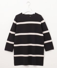 自由区 L 【セットアップ対応・洗える】ウールミラノボーダーチュニック丈 ニット