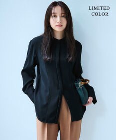 ICB 【WEB限定カラーあり・洗える】 ライトダブルクロス バンドカラーシャツ