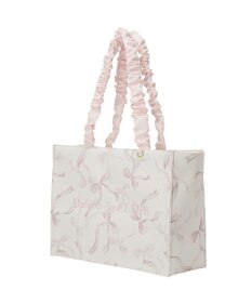 Maison de FLEUR リボン柄ギャザーハンドルスクエアトート