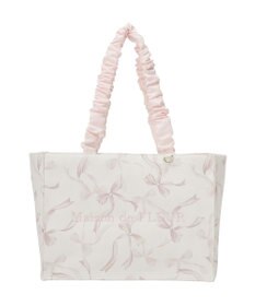 Maison de FLEUR リボン柄ギャザーハンドルスクエアトート