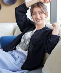 Tiaclasse メッシュジャガードノーカラーブルゾン