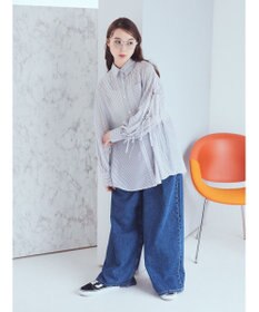 earth music&ecology 袖スリットリボンロングシャツ