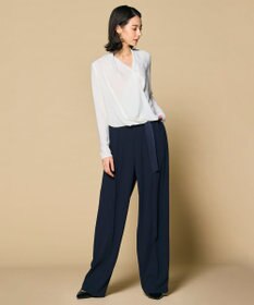 BEIGE， OLIVE / カシュクールロングスリーブブラウス