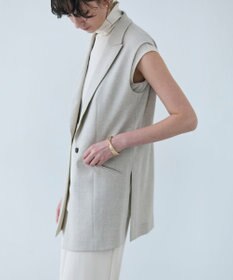 BEIGE， 【洗える】CAROLE / リネンライクノースリーブジレジャケット