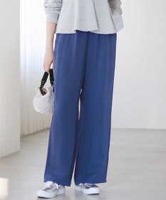 23区 【SLOW/一部店舗限定】キュプラフィブリルクロス サイドライン ワイドパンツ