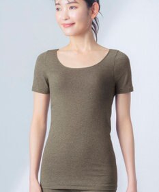 Wing あったかインナー オーガニックコットン混 やわらかくやさしい肌ざわり 【綿の贅沢オーガニック】 綿混 保温性 3分袖 半袖 秋 冬 EL4331 ウイング／ワコール