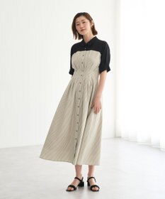 YECCA VECCA ハーフスリーブベアドッキングワンピース