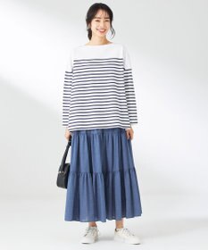 ANY 【ウエストゴム】シャンブレーライクティアード スカート