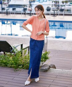 Tiaclasse  【洗える】ハーフスリーブサマーニットカーディガン