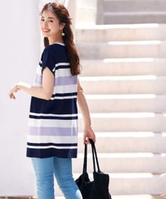 Tiaclasse 【洗える】マルチボーダーフレンチニットチュニック