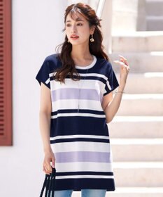 Tiaclasse 【洗える】マルチボーダーフレンチニットチュニック