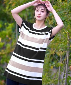 Tiaclasse 【洗える】マルチボーダーフレンチニットチュニック