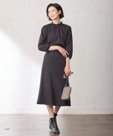 J.PRESS LADIES 【洗える】シュリンクデシン ジオメトリックプリント スカート