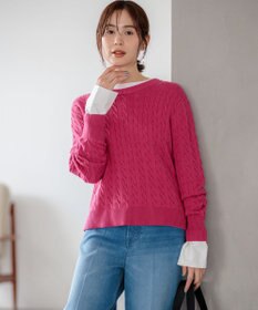 組曲 【前後着用可】コットンカシミヤ混2WAYケーブル ニット