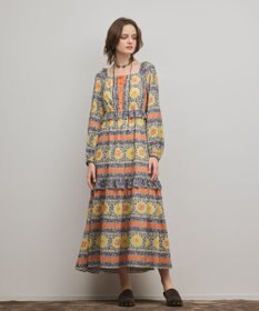 GRACE CONTINENTAL フラワープリントレースアップワンピース