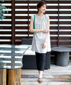 Tiaclasse L 【洗える】体型カバーも叶うAラインギャザーチュニックブラウス