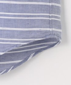 JOSEPH ABBOUD 【キングサイズ・リネンブレンド】コットンリネン ボイルコード 七分袖 バンドカラー シャツ