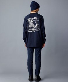 JOSEPH ABBOUD MOUNTAIN LONG SLEEVE FRONTIER GRAPPHIC T-SHIRT ネイビー