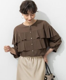 23区 S 【Oggi9月号掲載/洗える】クリアトリコットジャージー フリルデザイン カットソー