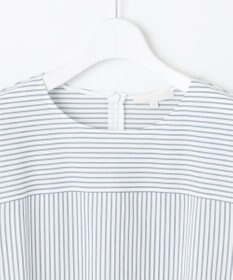 自由区 L 【接触冷感・UVカット・洗える】ストライプコットンハイゲージフォルムスリーブ カットソー