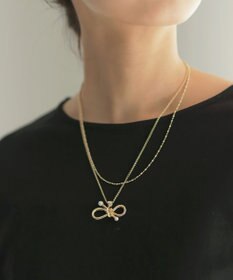 組曲 パールライクエンドノットレイヤード ネックレス ゴールド系