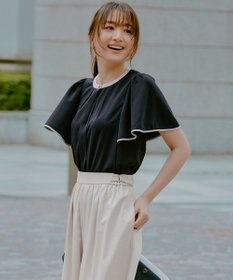 ANY SIS S 【洗える】2WAYバイカラーフレア ブラウス