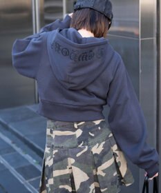 WEGO グラフィック裏起毛ショートZIPパーカー