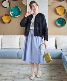 Tiaclasse メッシュジャガードノーカラーブルゾン