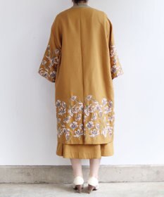 muuc 〈遠州織物の工場で織られた上質なコットン生地〉モクレン刺繍 ノーカラー ワイドシルエット コート（セットアップ可能）