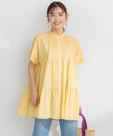 組曲 【洗える】ナチュラルローンギャザーフレア ブラウス