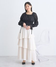 earth music&ecology サイドリボンティアードスカート