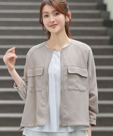 Tiaclasse メッシュジャガードノーカラーブルゾン