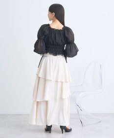 earth music&ecology サイドリボンティアードスカート