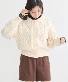 earth music&ecology 衿付きケーブルニットカーディガン