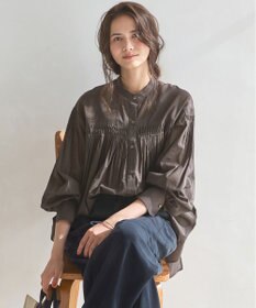 23区 L 【SLOW/一部店舗限定】コットンボイル ギャザー ブラウス