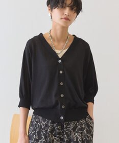 AMERICAN HOLIC 5分袖シアーVネックニットカーディガン