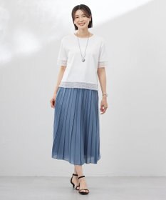 J.PRESS LADIES 【洗える】スムースジャージー レース カットソー