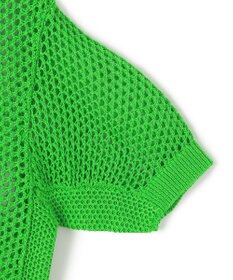 BEIGE， 【洗える】ALOE / コットンメッシュ半袖クルーネックニット