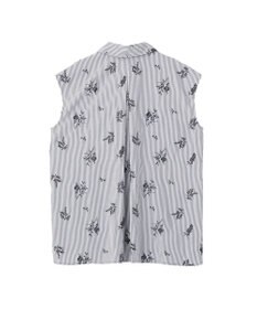 YECCA VECCA ストライプ柄フラワー刺繍シャツ