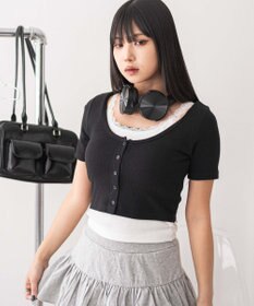 WEGO レースキャミレイヤード風ちびT